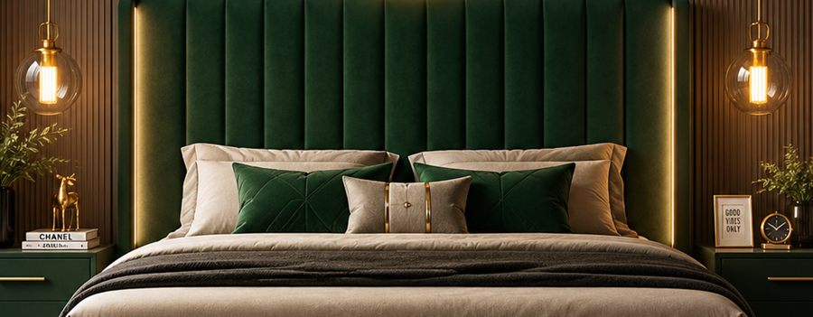 Emerald Channel Bed upholstered designer bed