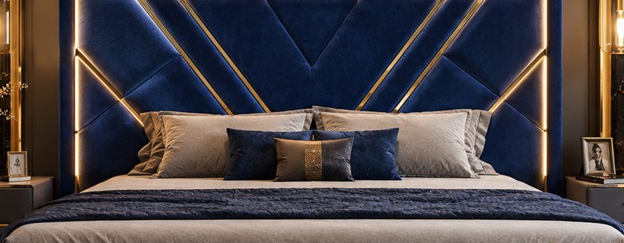 Royal Sapphire Bed upholstered designer bed