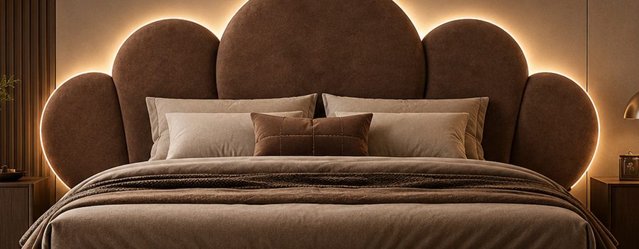 Mocha Scallop Bed upholstered designer bed