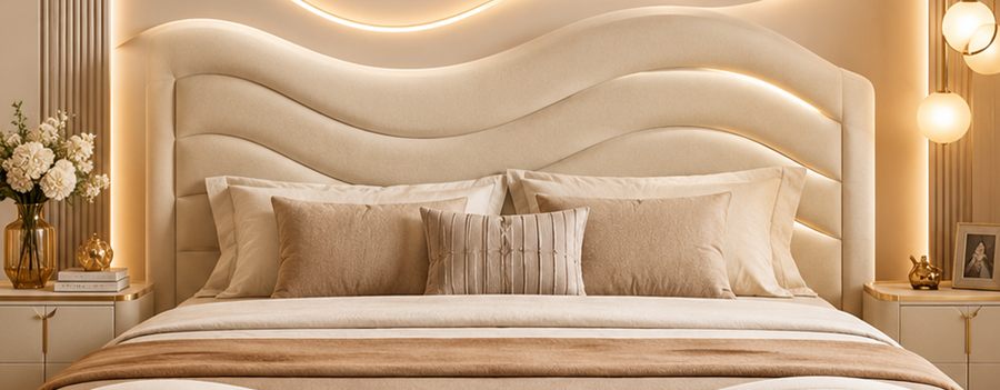 Pearl Wave Bed upholstered designer bed