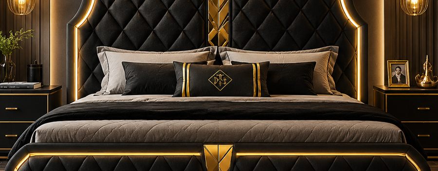 Ocean Halo Bed upholstered designer bed