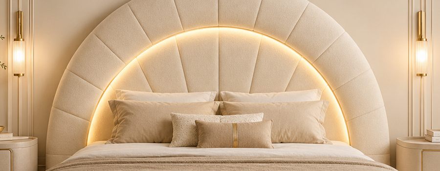 Champagne Arc Bed upholstered designer bed