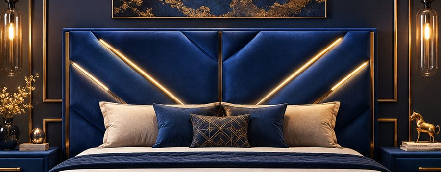Midnight Sapphire Bed upholstered designer bed