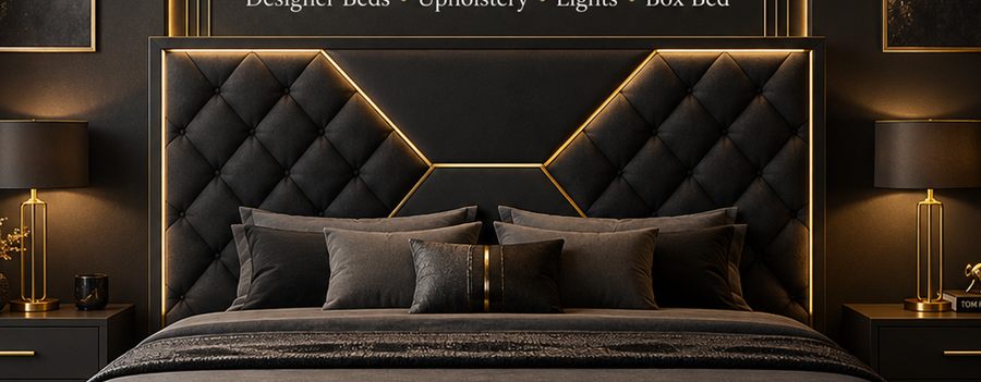 Noir Crest Bed upholstered designer bed