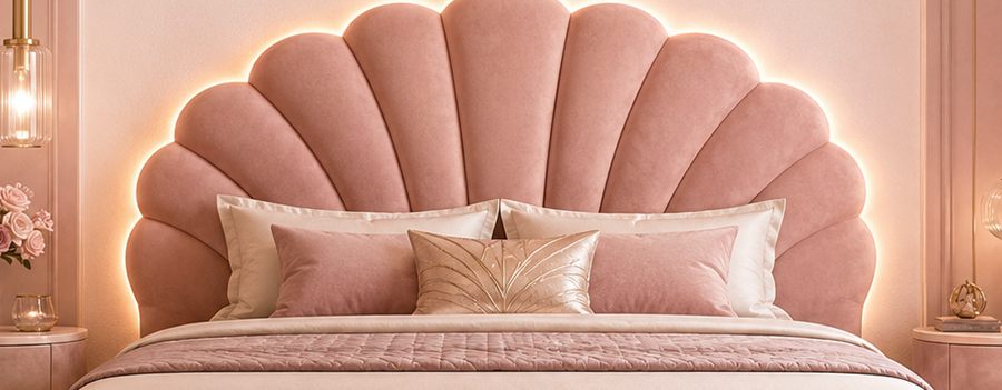 Rose Shell Bed upholstered designer bed