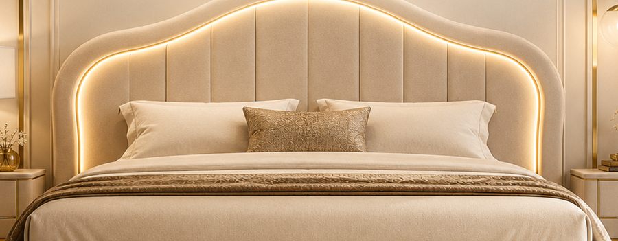 Golden Curve Bed upholstered designer bed