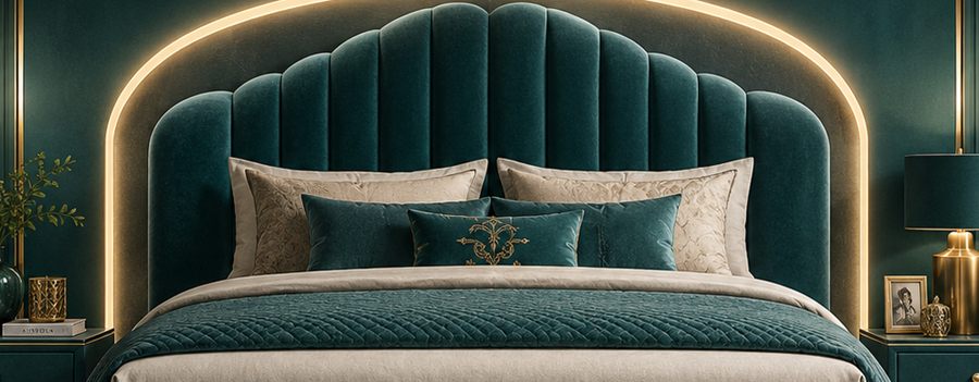 Teal Royale Bed upholstered designer bed