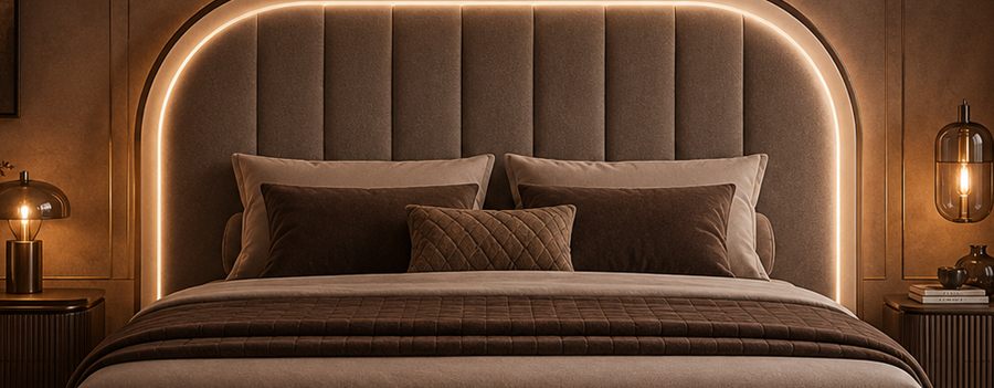 Cocoa Halo Bed upholstered designer bed