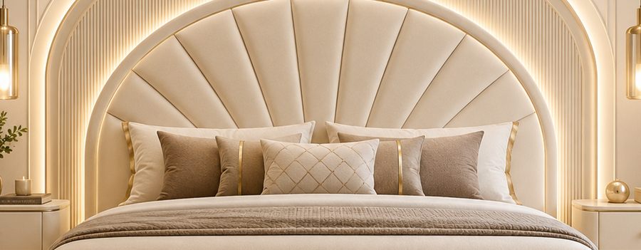 Crystal Arc Bed upholstered designer bed