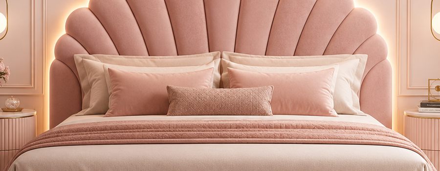 Blush Shell Bed upholstered designer bed