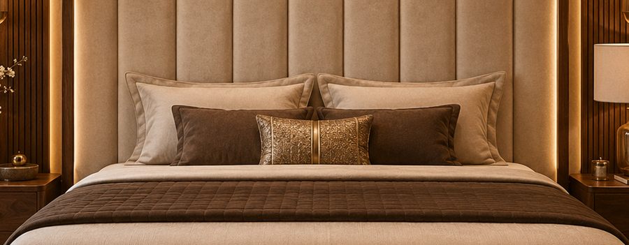 Walnut Luxe Bed upholstered designer bed