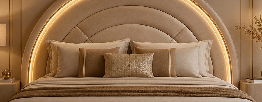 Sand Halo Bed upholstered designer bed