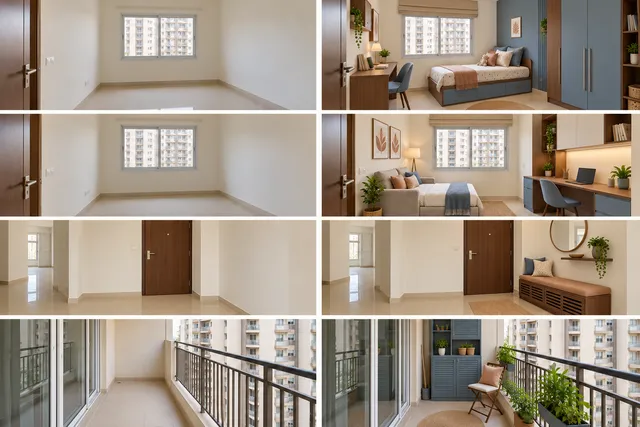 Bedrooms Entry Balcony — Blue Palette — AI-assisted Home renovations concept
