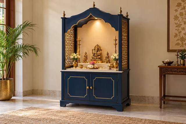 Indigo Brass Mandir — AI-assisted Mandir units concept