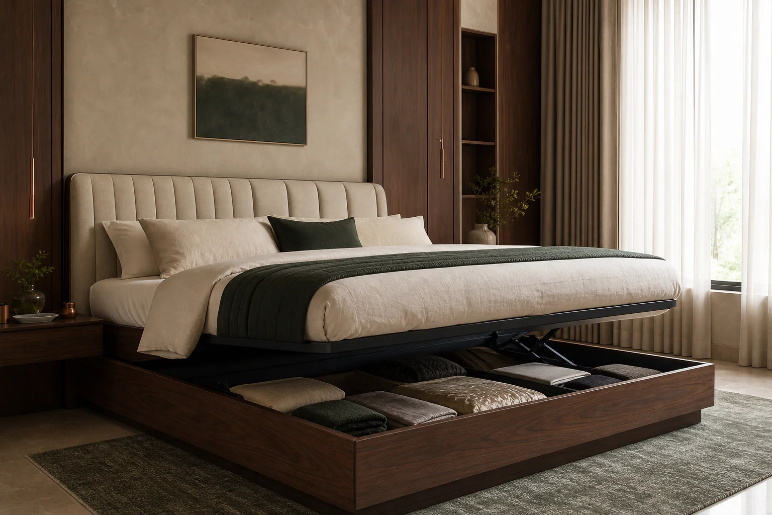 Designer bed with premium headboard